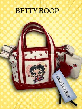 NWT Betty Boop Canvas Mini Tote Bag and Crossbody Set Retro Y2K